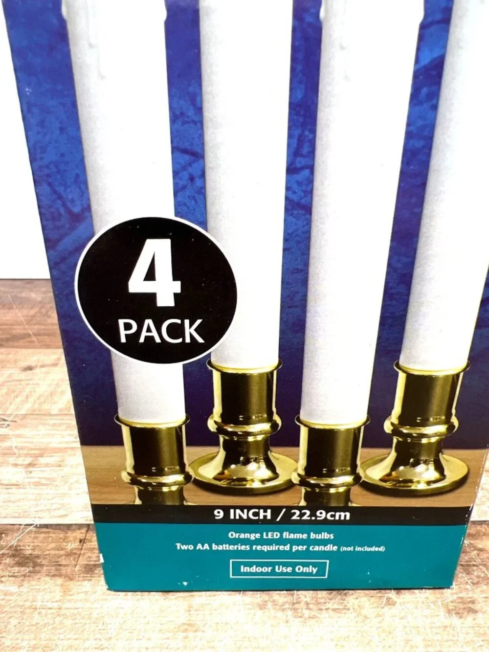 Sylvania LED Battery Operated Flickering Candles 4 Pack 9'' Tall Gold Base